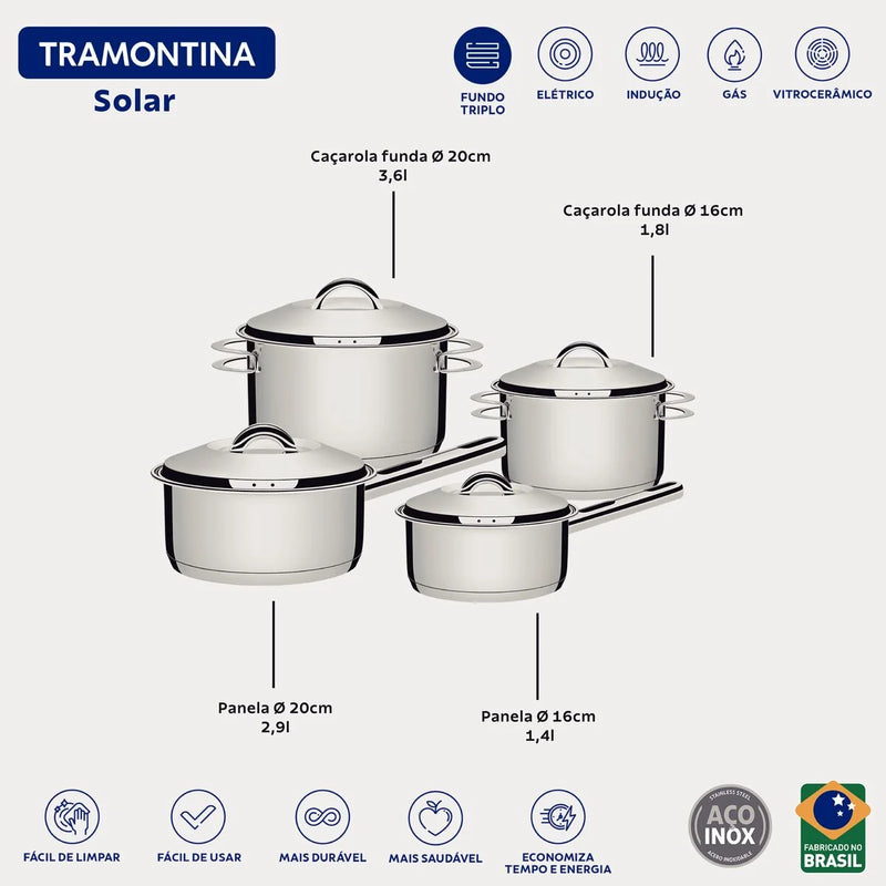 JG PANELAS ACO INOX 4 PCS SOLAR TRAMONTINA